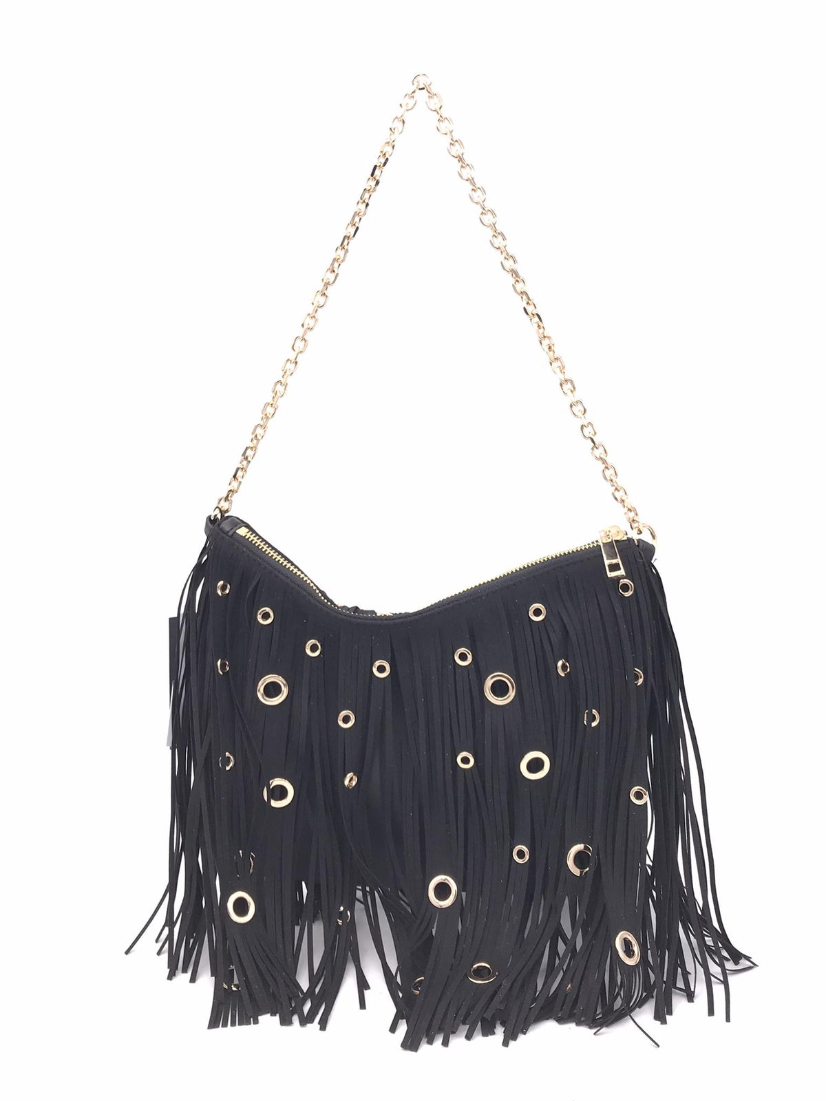 Pochette night edition fringes nera 151M-KY-491 NERO LA CARRIE 