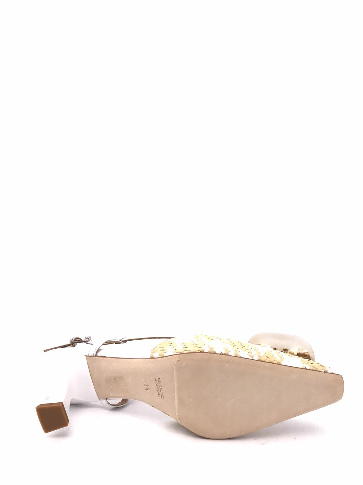 Sling back Ariadne in raffia pied de poul bianco-naturale 2247 BIANCO ZULIAN 