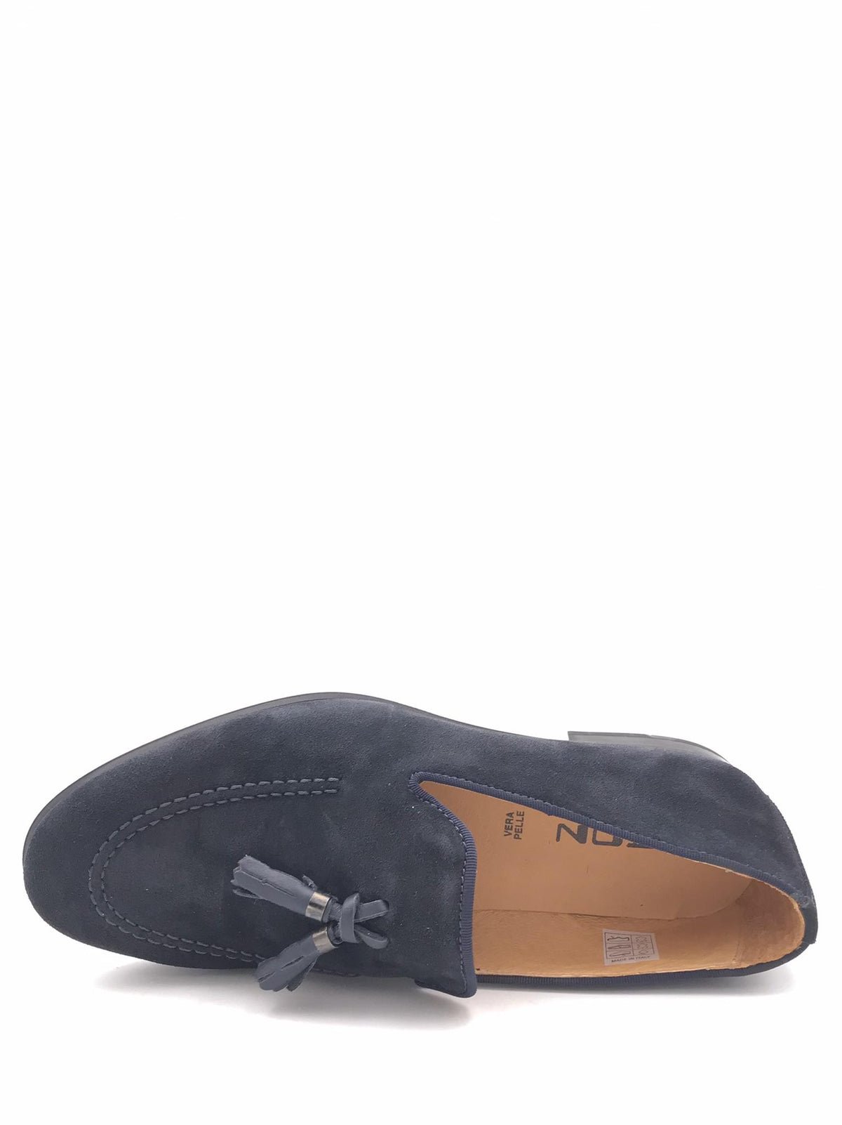 Mocassino uomo nappine in camoscio blu
