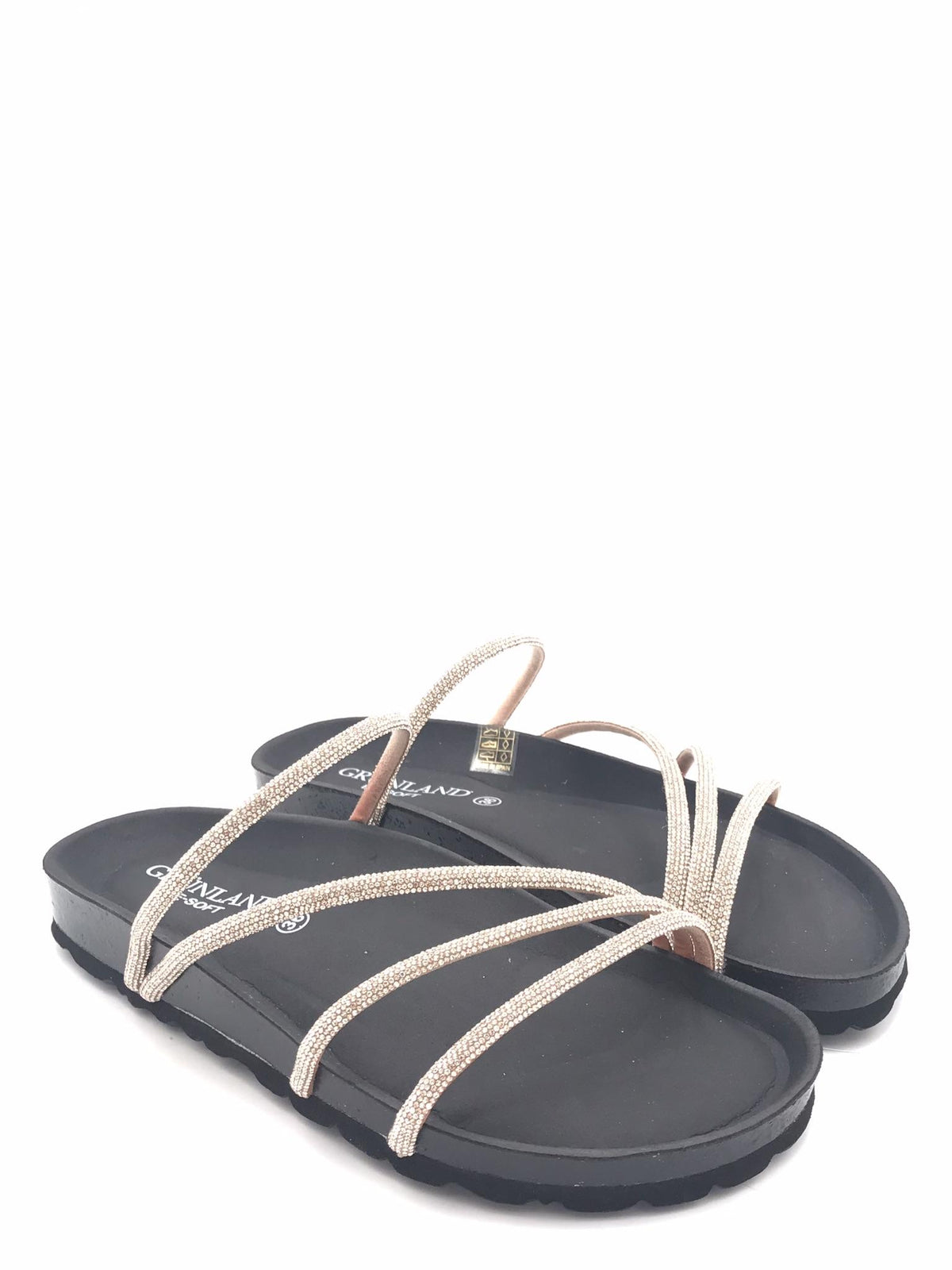 Ciabatta Sara con fascette in strass champagne CB 0836 CHAMPAGNE-NERO GRUNLAND 