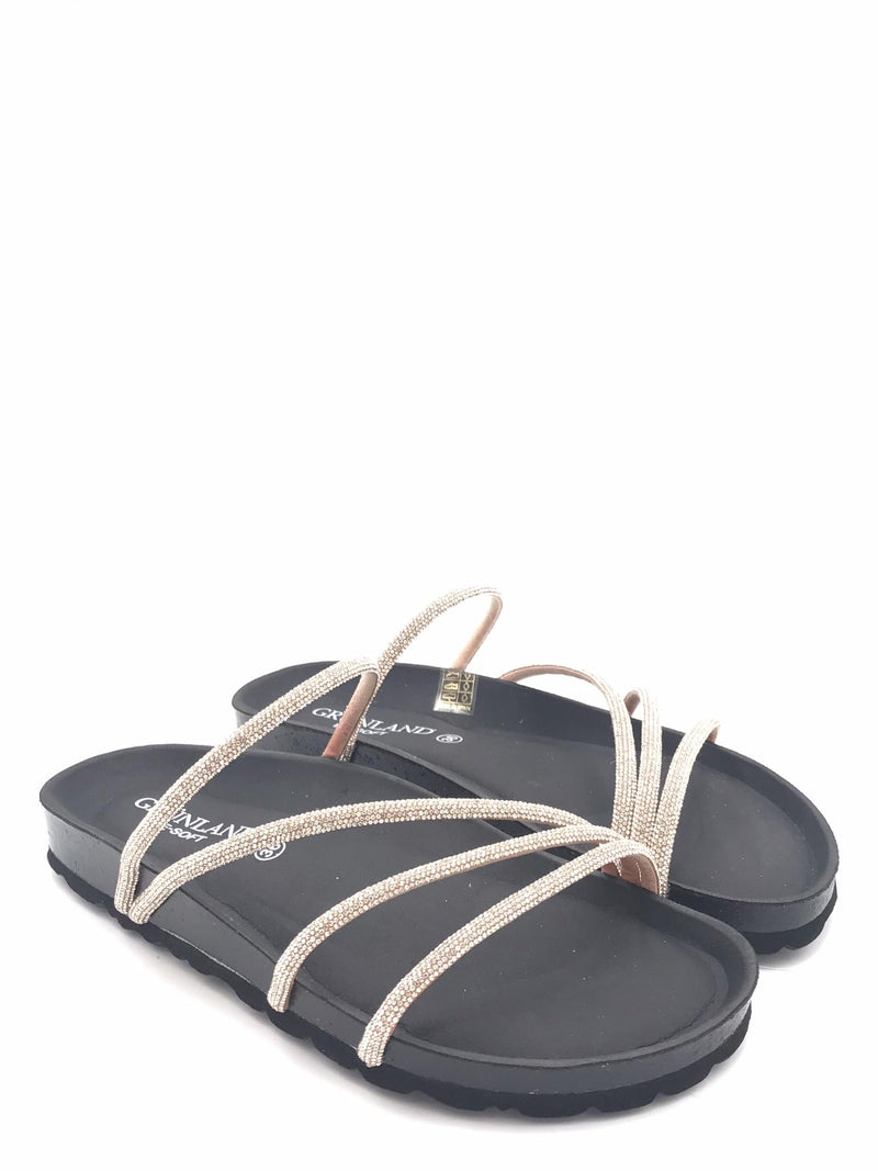 Ciabatta Sara con fascette in strass champagne CB 0836 CHAMPAGNE-NERO GRUNLAND 
