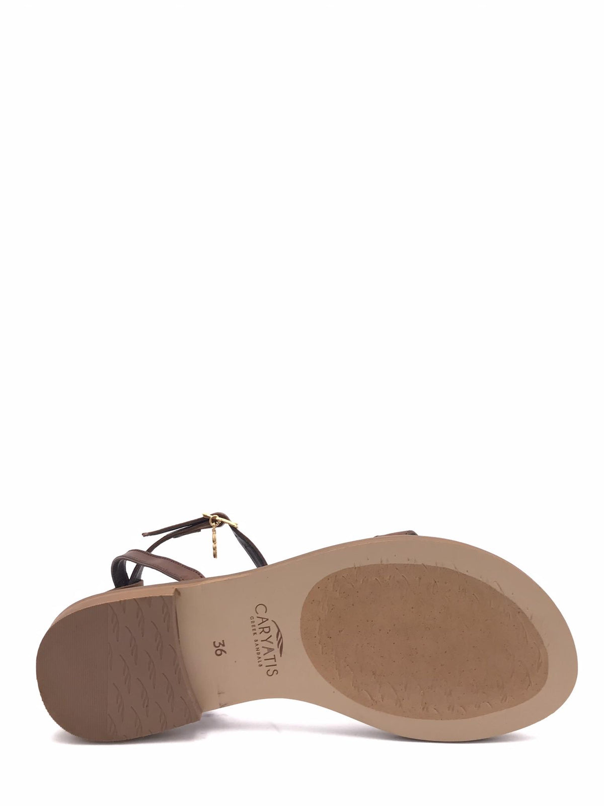 Sandali in pelle marrone con accessorio 621731 MARRONE CARYATIS 