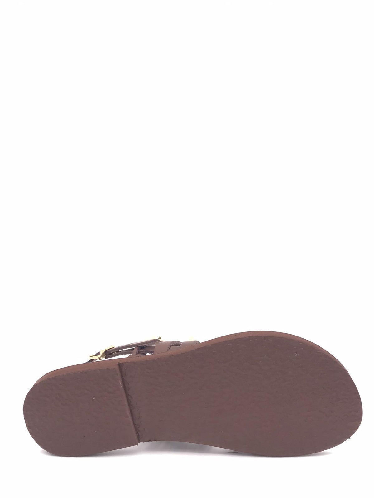 Sandali bassi infiladito in pelle marrone con borchie 1191 MARRONE LE SALENTINE 