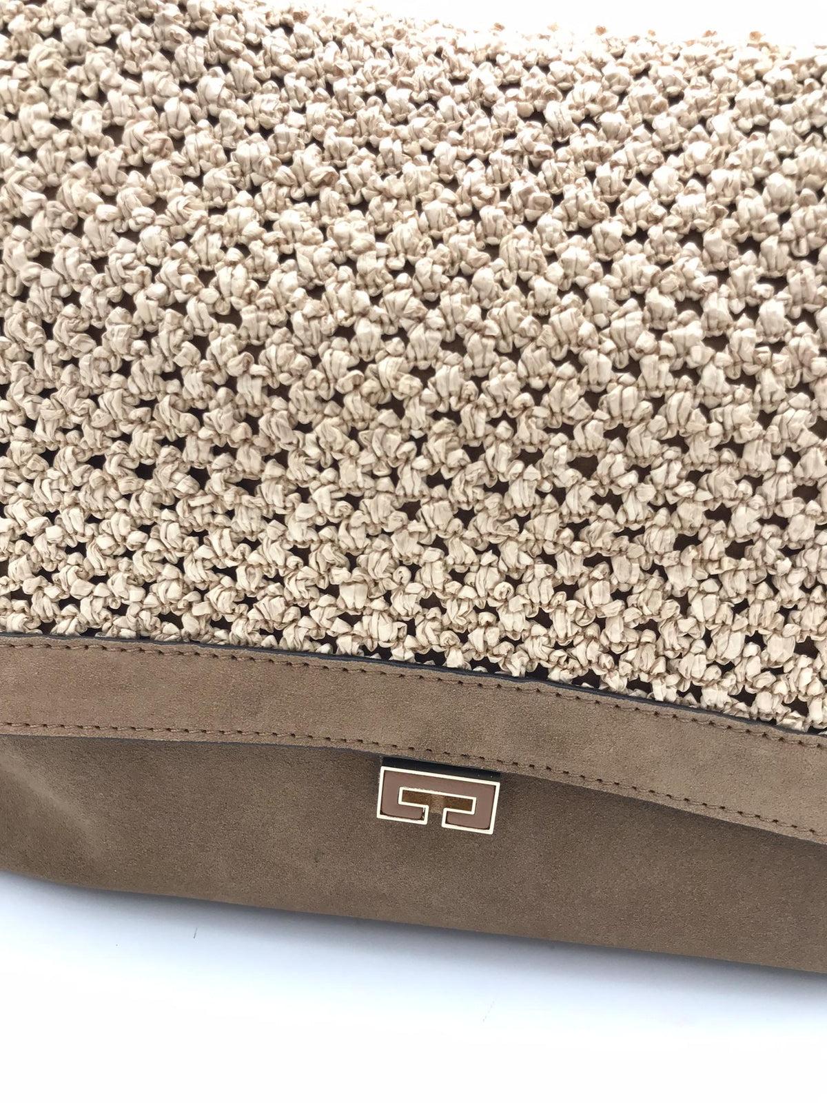 Borsa Kendall media in raffia naturale e camoscio marrone 2735PT MARRONE LORISTELLA 