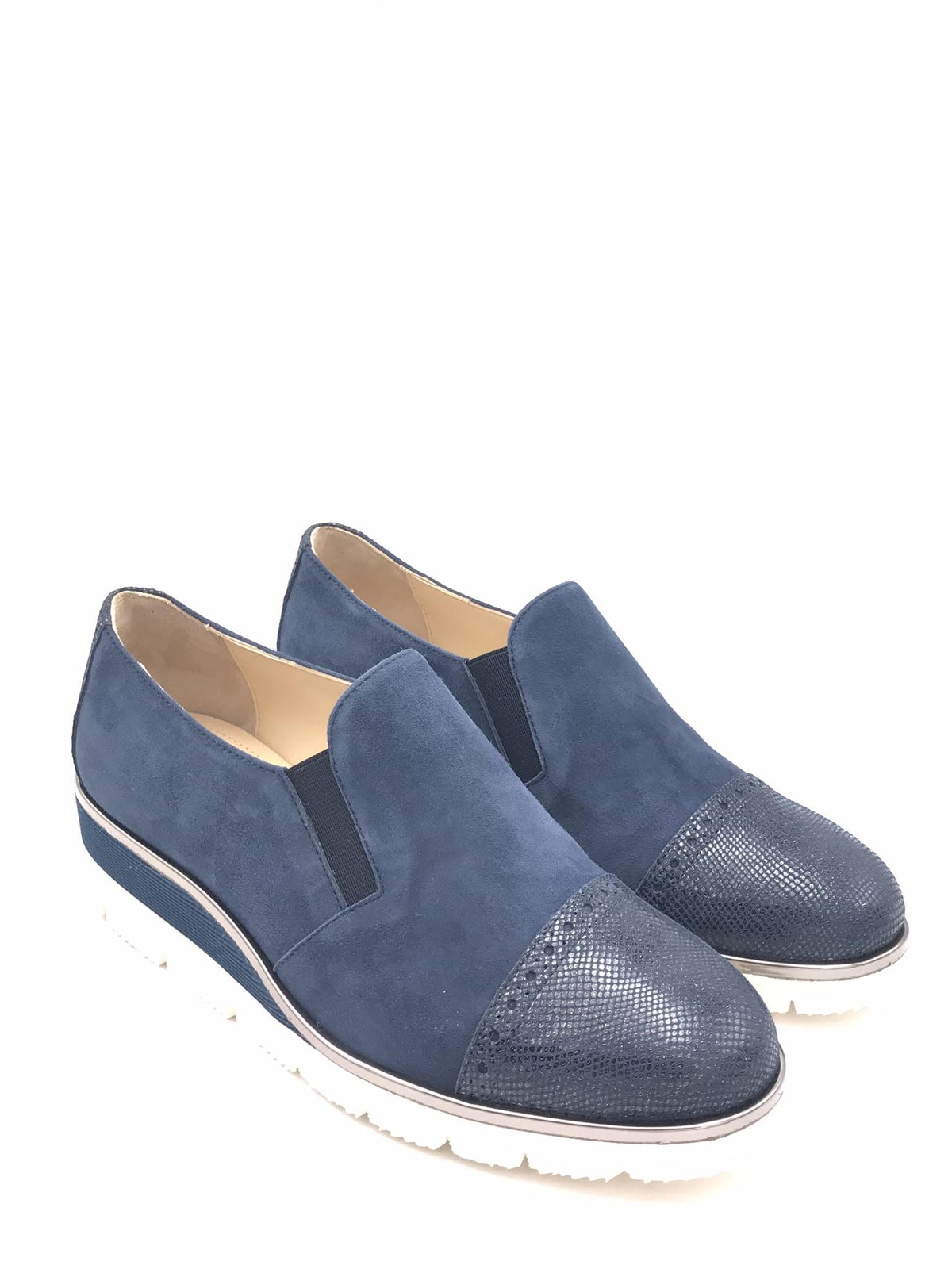Scarpa accollata in camoscio blu 670 BLU ZULIAN 