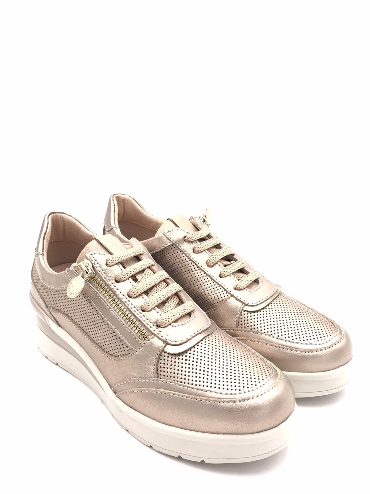 Sneakers Cream in pelle laminata platino 220738 PLATINO STONEFLY 