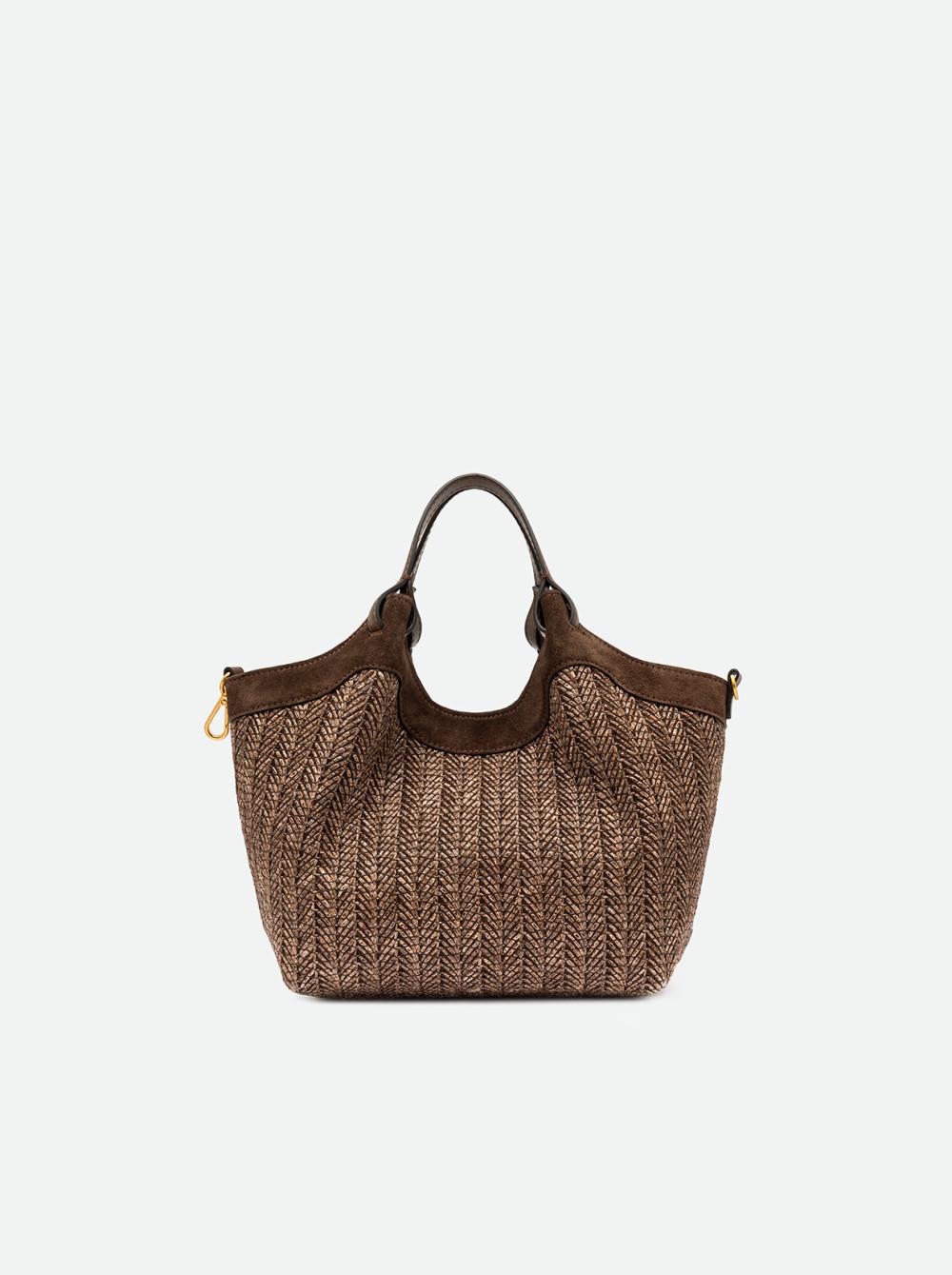 Borsa dua media raffia cioccolato BS12339 CIOCCOLATO GIANNI CHIARINI 