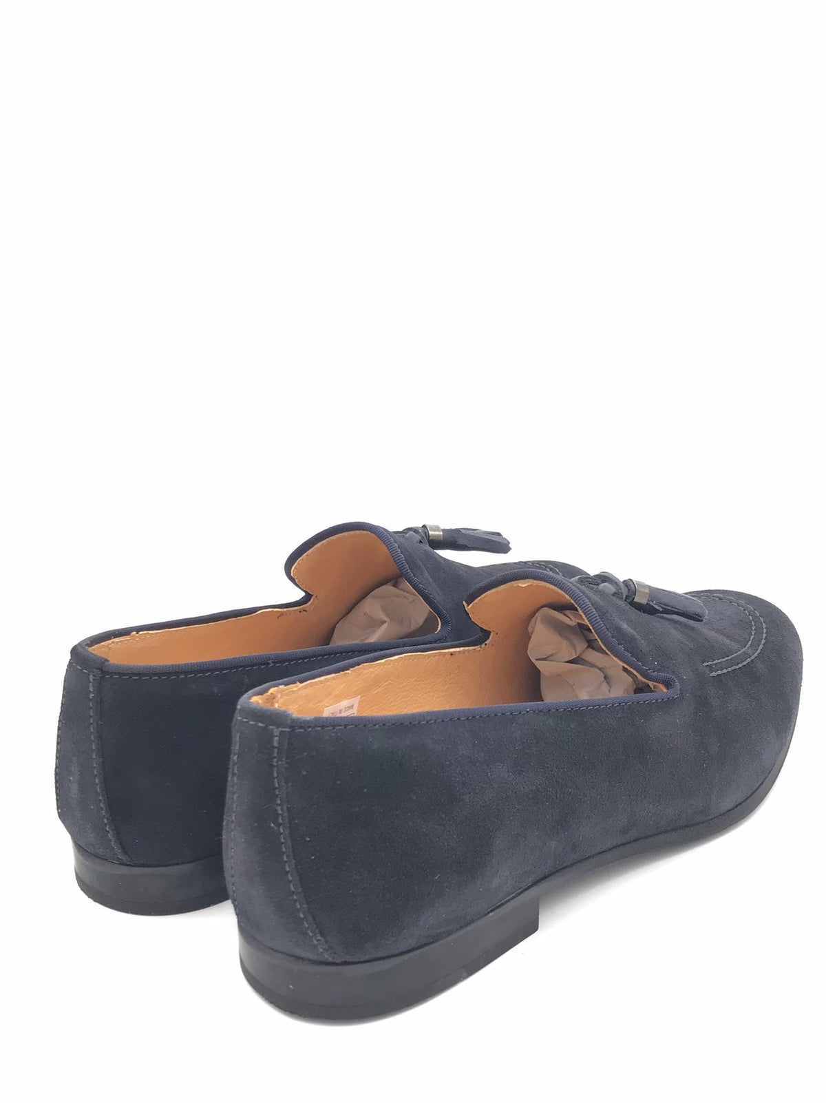 Mocassino uomo nappine in camoscio blu