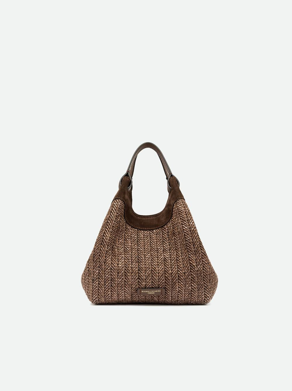 Borsa dua media raffia cioccolato BS12339 CIOCCOLATO GIANNI CHIARINI 