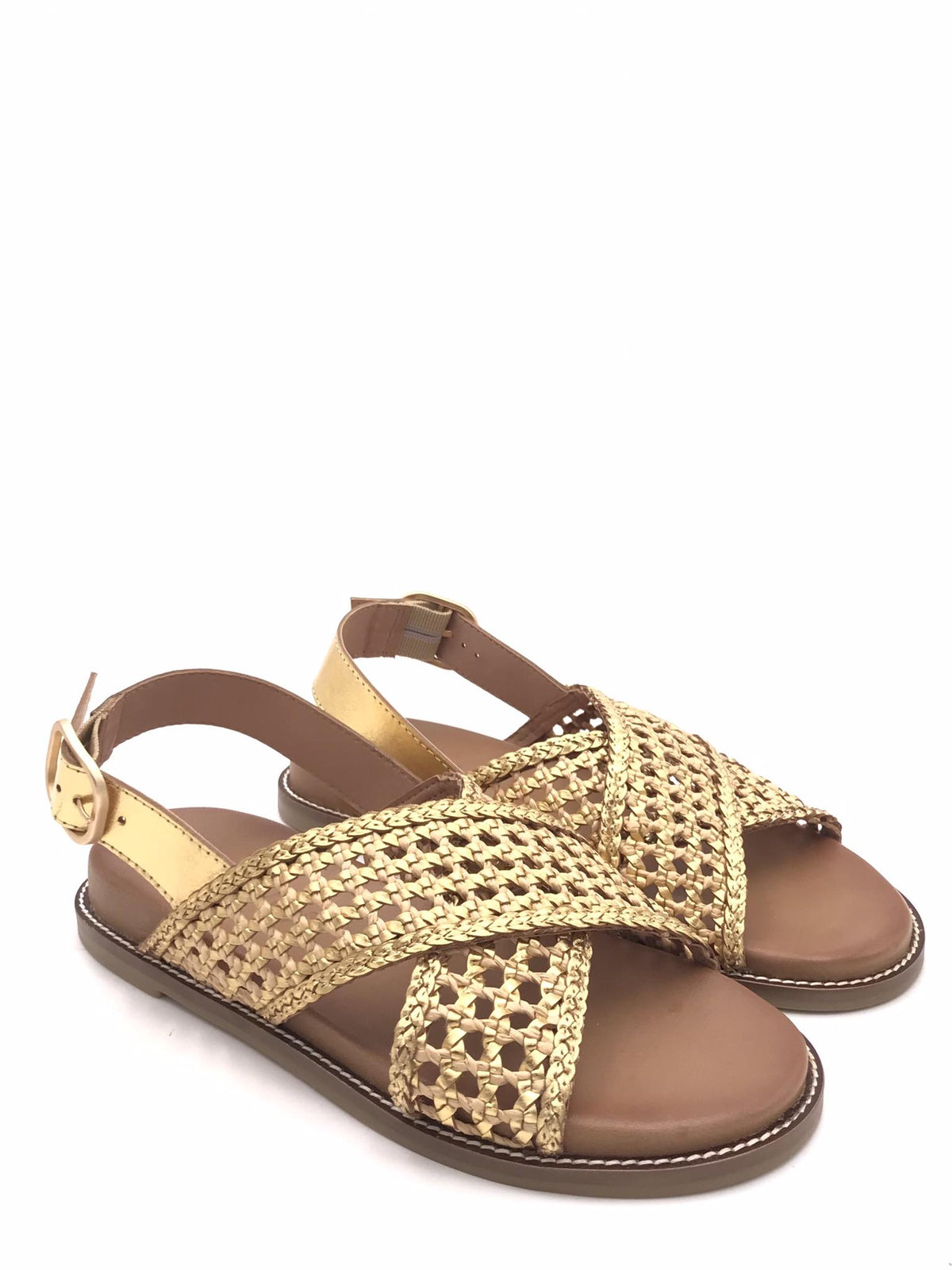 Sandalo incrociato intrecciato oro H26229 ORO INUOVO 