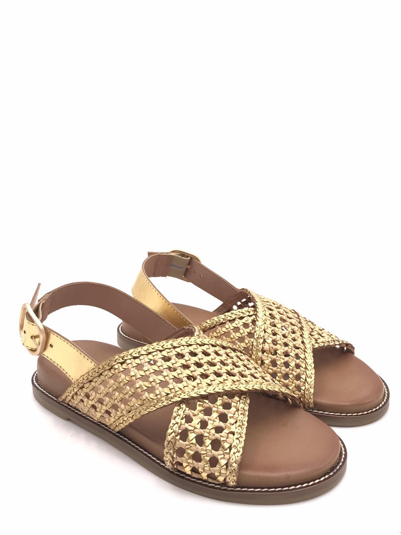 Sandalo incrociato intrecciato oro H26229 ORO INUOVO 