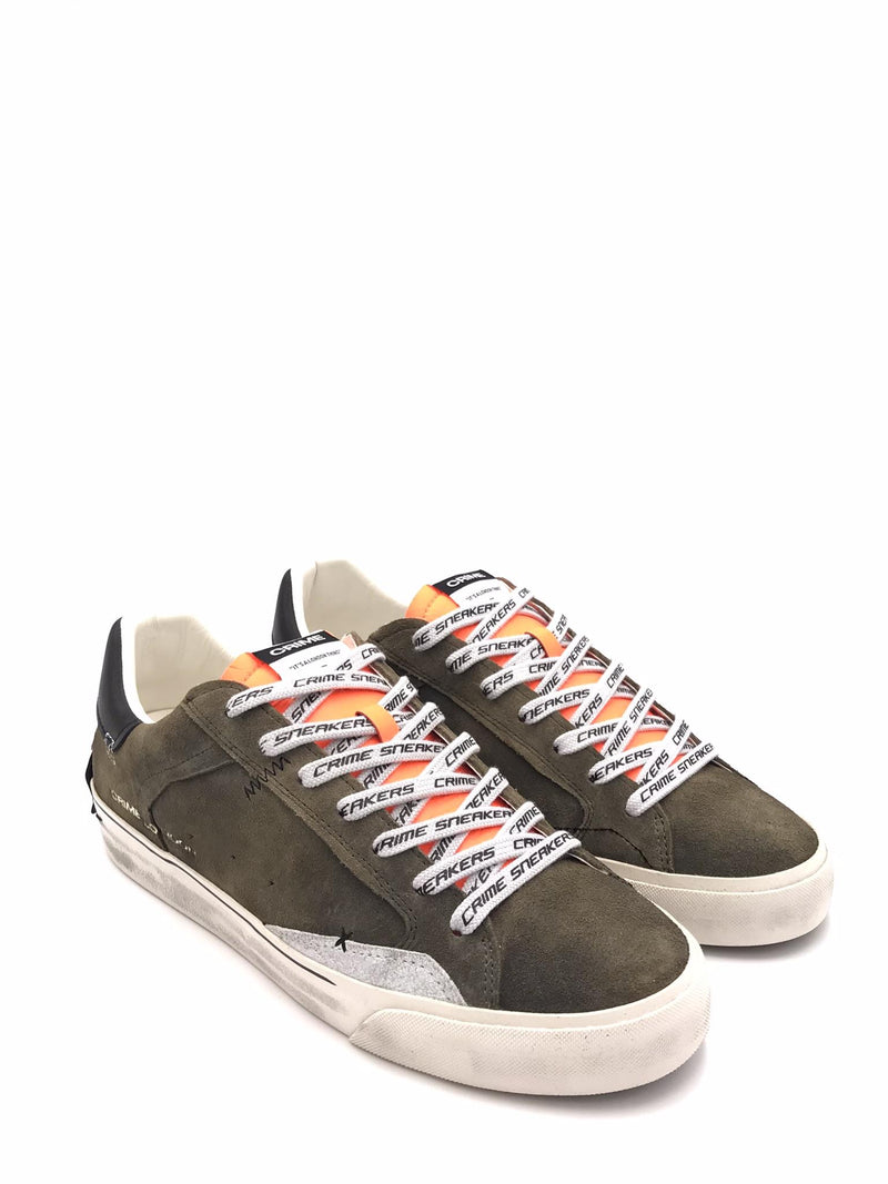 Sneakers distressed deconstructed in crosta verde militare 11030 MILITARE CRIME LONDON 
