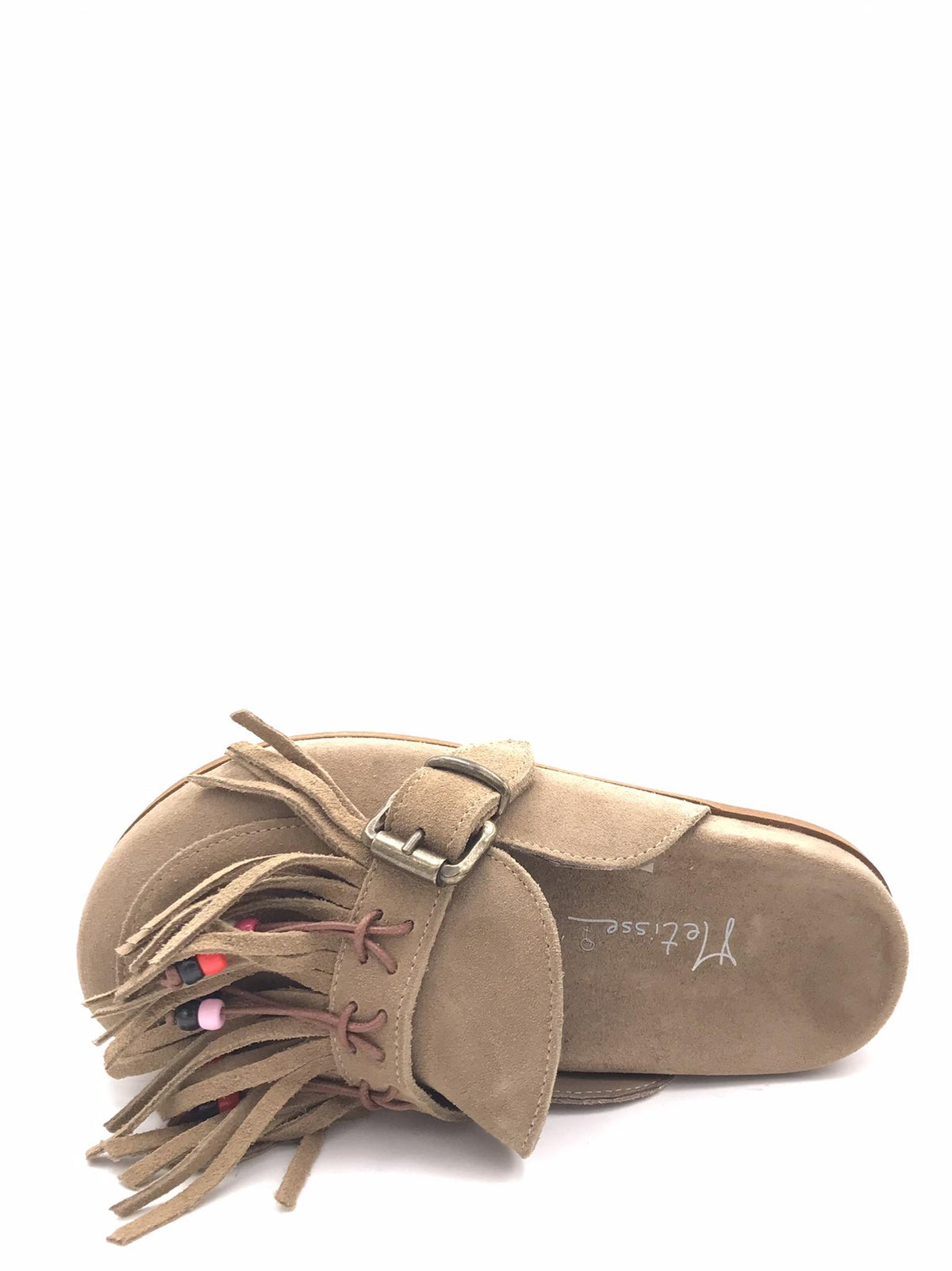 Sabot in crosta con frange e perline color sabbia FUS6 SABBIA METISSE 