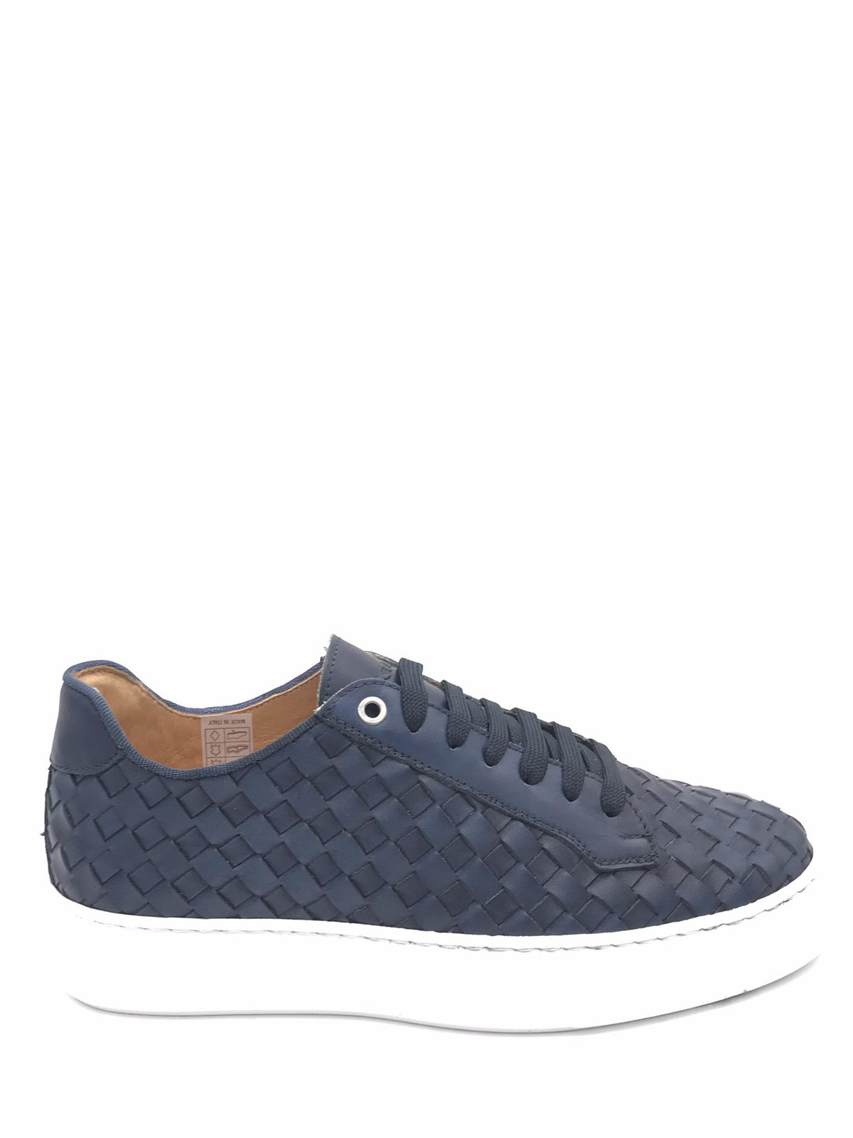 Sneakers uomo in pelle intrecciata blu 526 BLU EXTON 