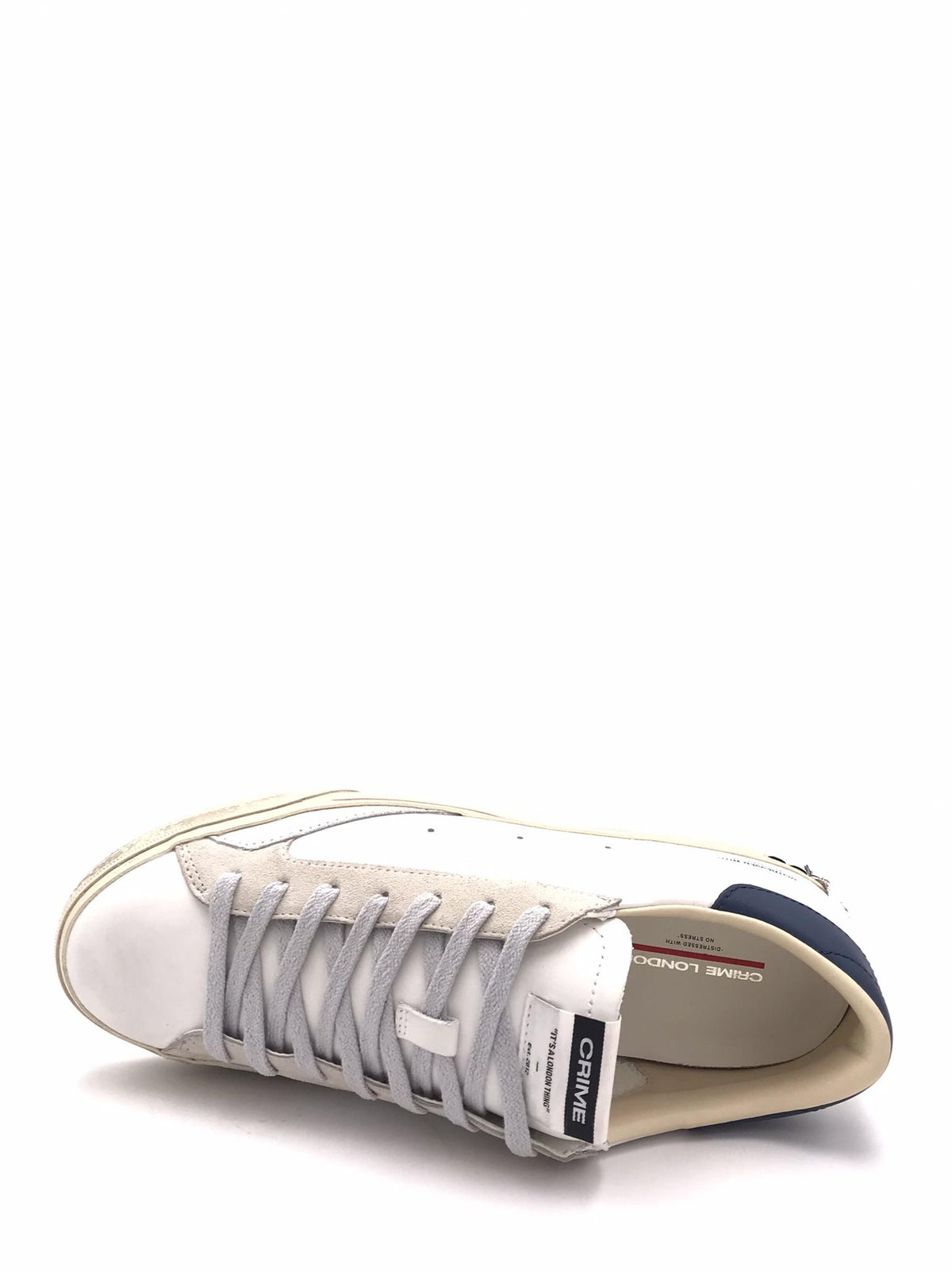 Sneakers Distrassed bianca-blu 19055 BIANCO/BLU CRIME LONDON 