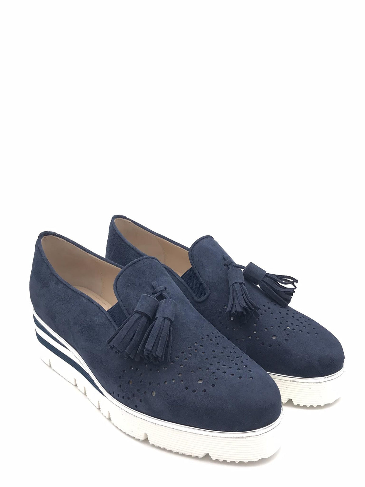 Scarpa accollata in camoscio blu 084 BLU ZULIAN 