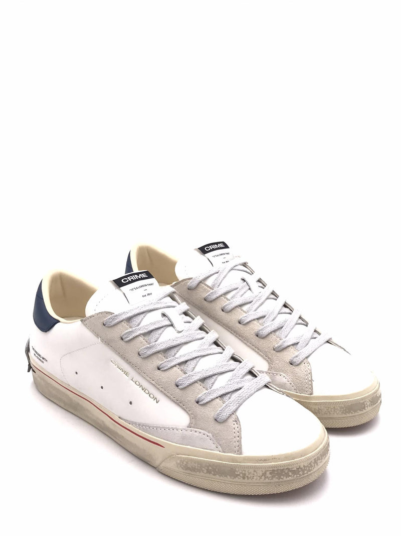 Sneakers Distrassed bianca-blu 19055 BIANCO/BLU CRIME LONDON 