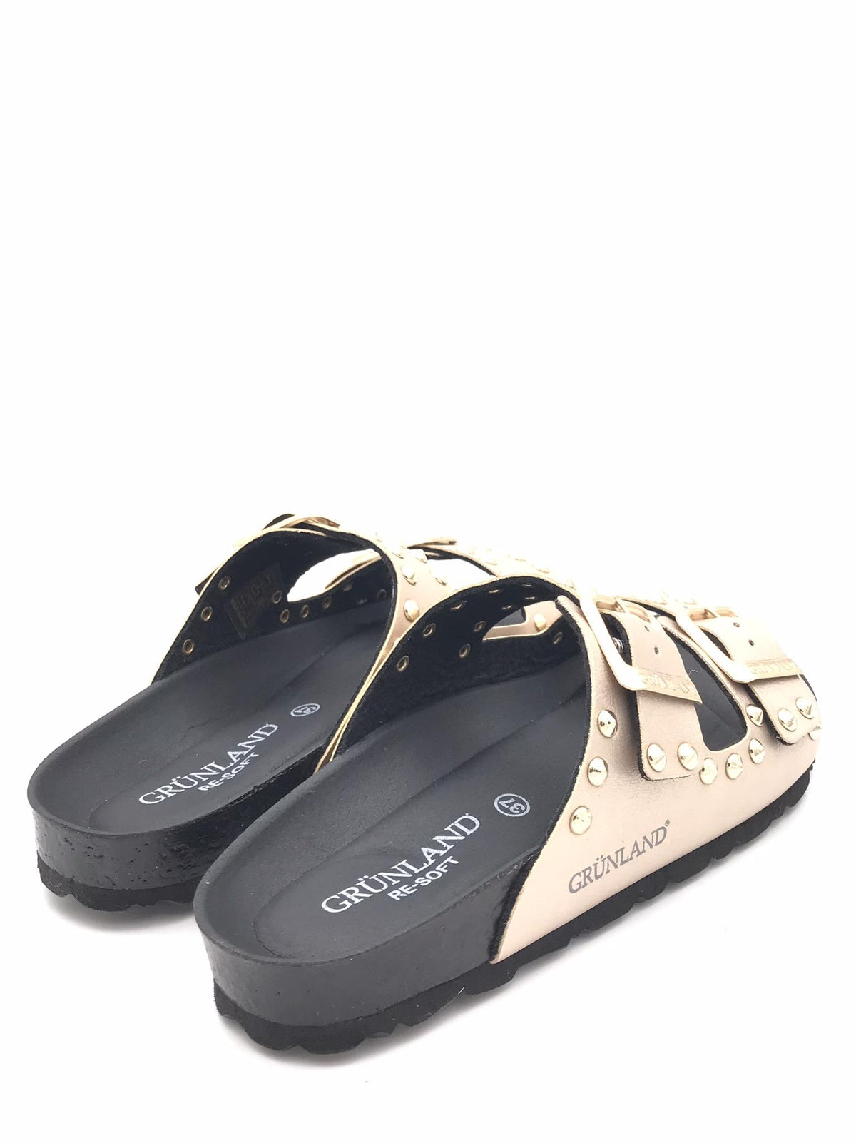 Ciabatte donna Sara platino con borchie