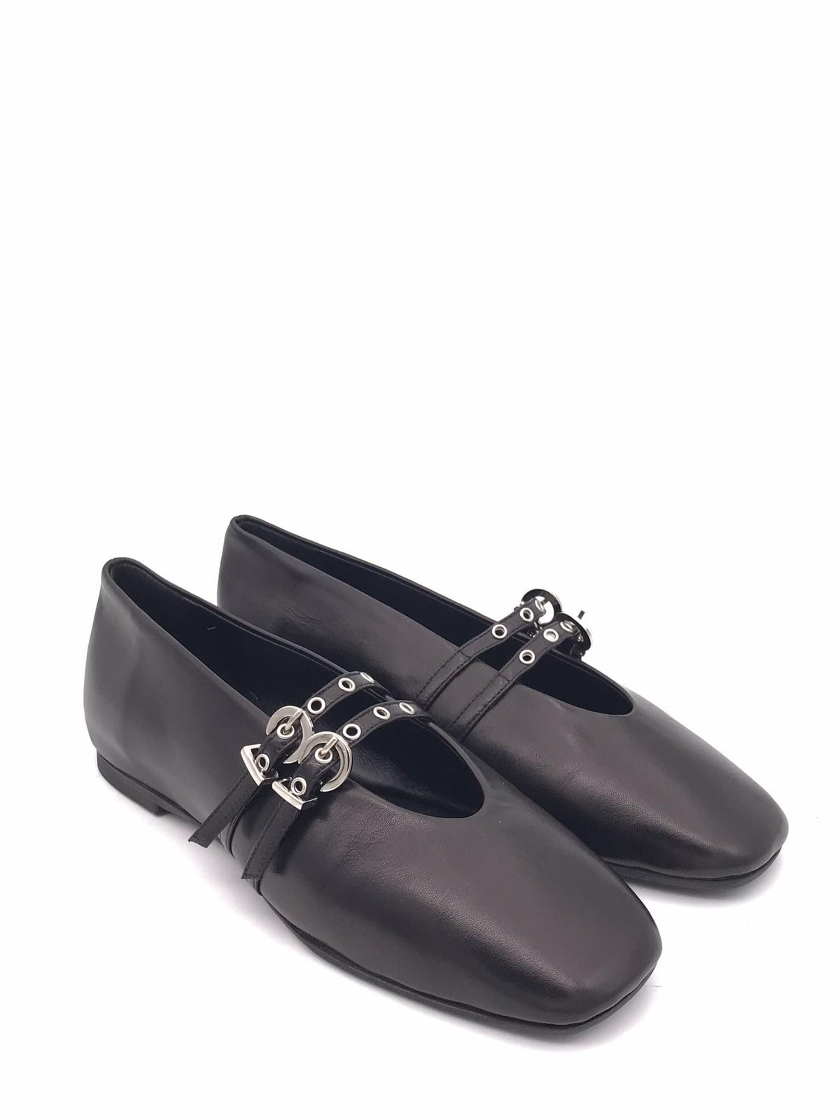 Ballerina in nappa nera con cinturini NA67 NERO ZULIAN 