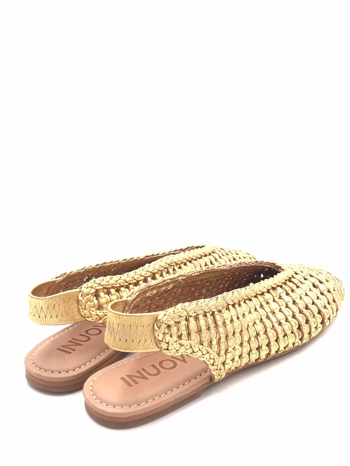 Slingback in pelle intrecciata H26110 ORO INUOVO 