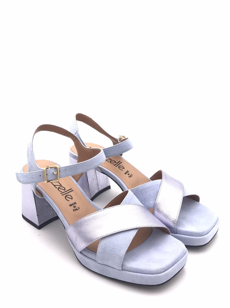 Sandalo plateau in camoscio xeno 808 AZZURRO LEGAZZELLE 