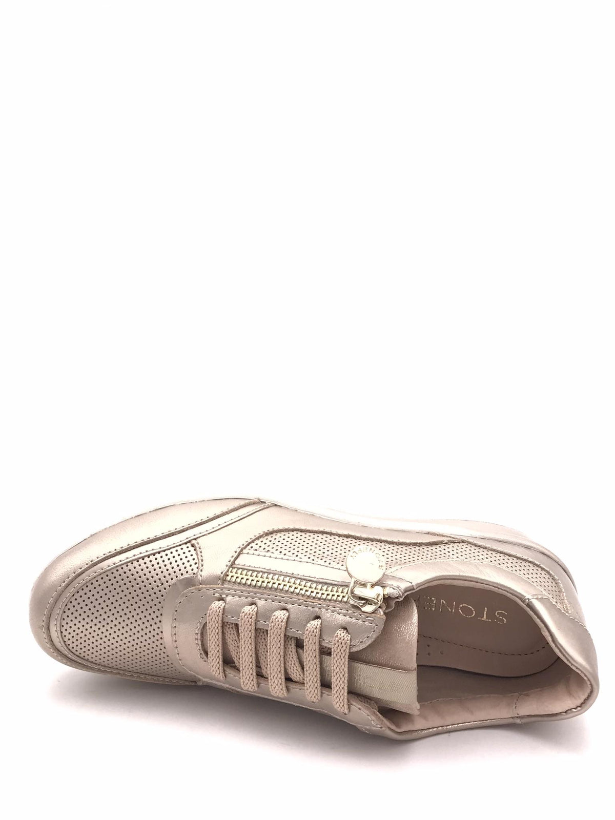 Sneakers Cream in pelle laminata platino 220738 PLATINO STONEFLY 
