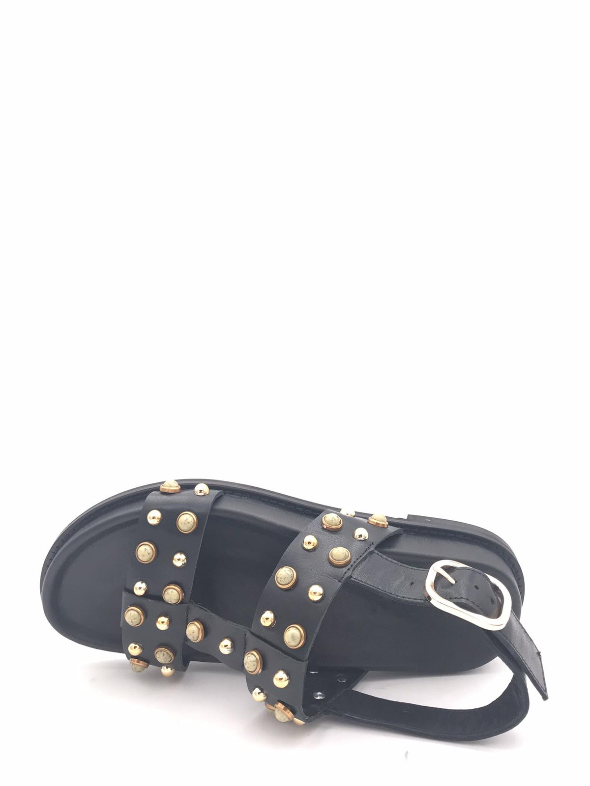 Sandalo in pelle nera con borchie D51009 NERO INUOVO 