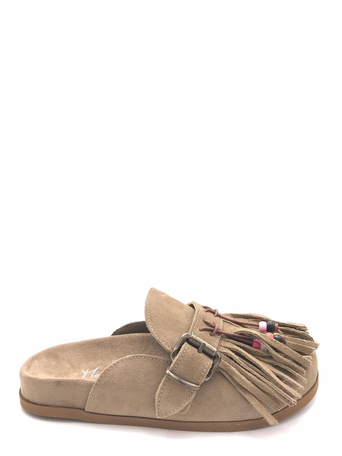 Sabot in crosta con frange e perline color sabbia FUS6 SABBIA METISSE 