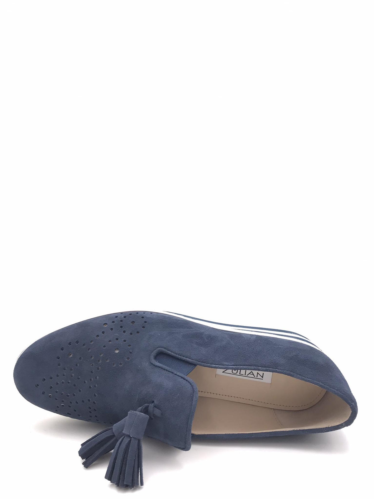 Scarpa accollata in camoscio blu 084 BLU ZULIAN 