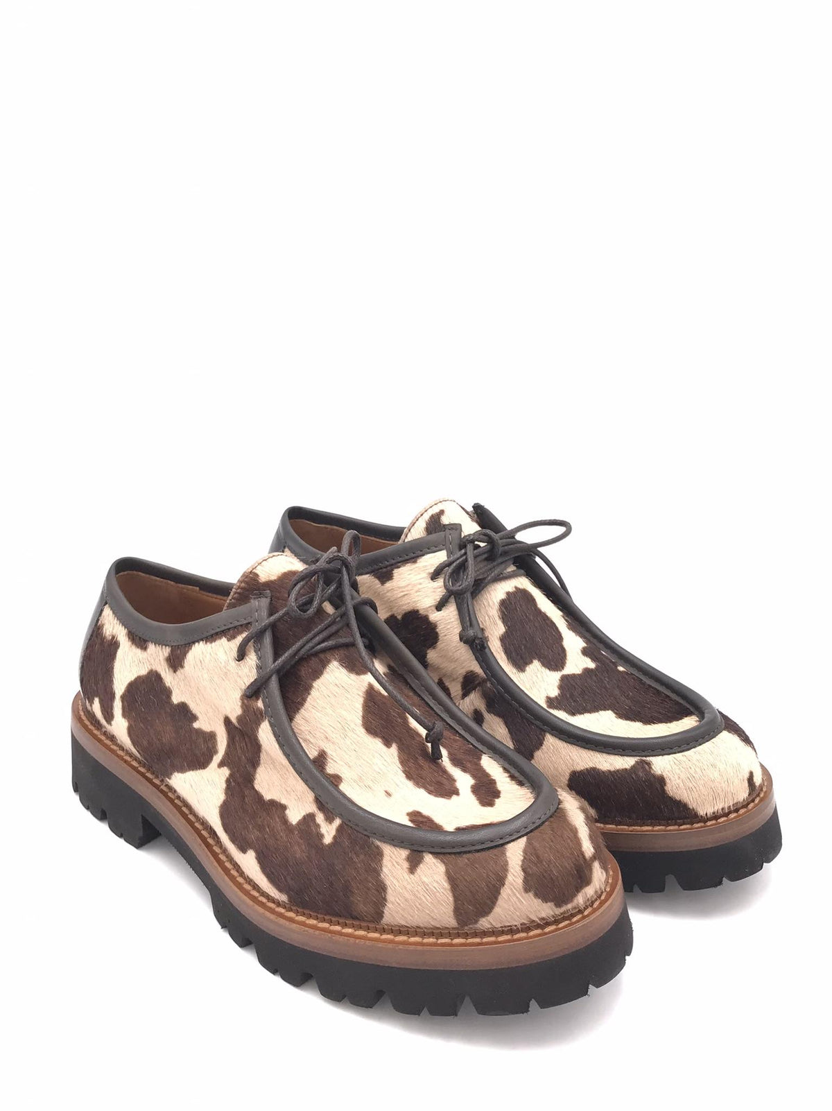 Scarpa ingegnere in cavallino muccato marrone e beige 3225 MARRONE-BEIGE ZULIAN 