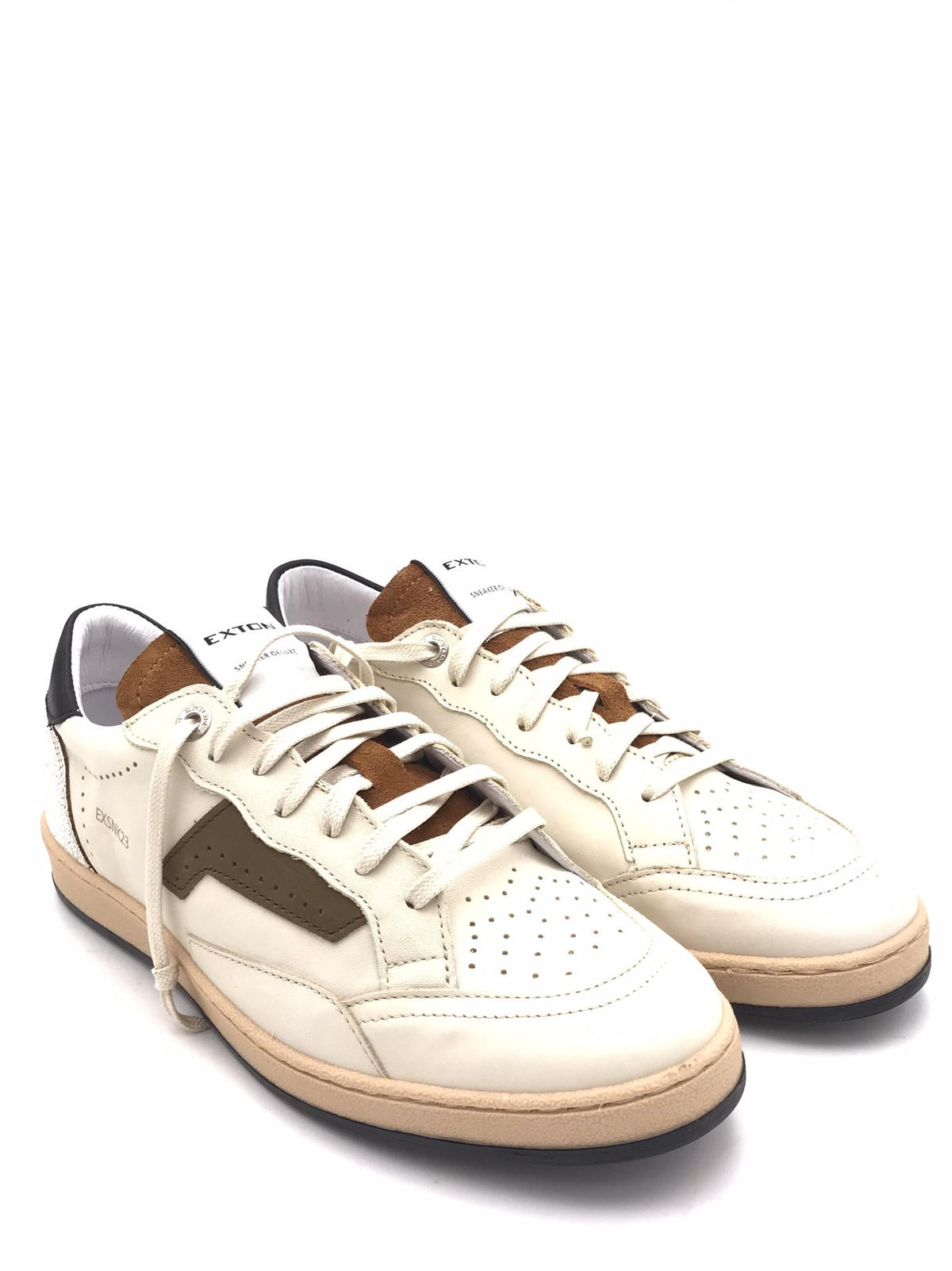 Sneakers uomo in pelle beige
