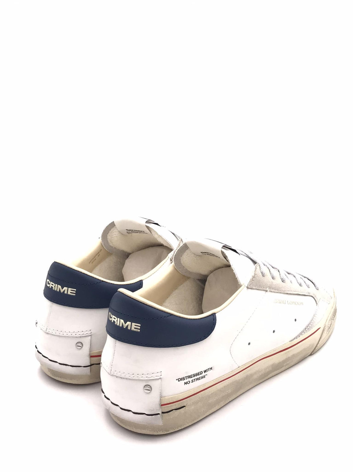 Sneakers Distrassed bianca-blu 19055 BIANCO/BLU CRIME LONDON 