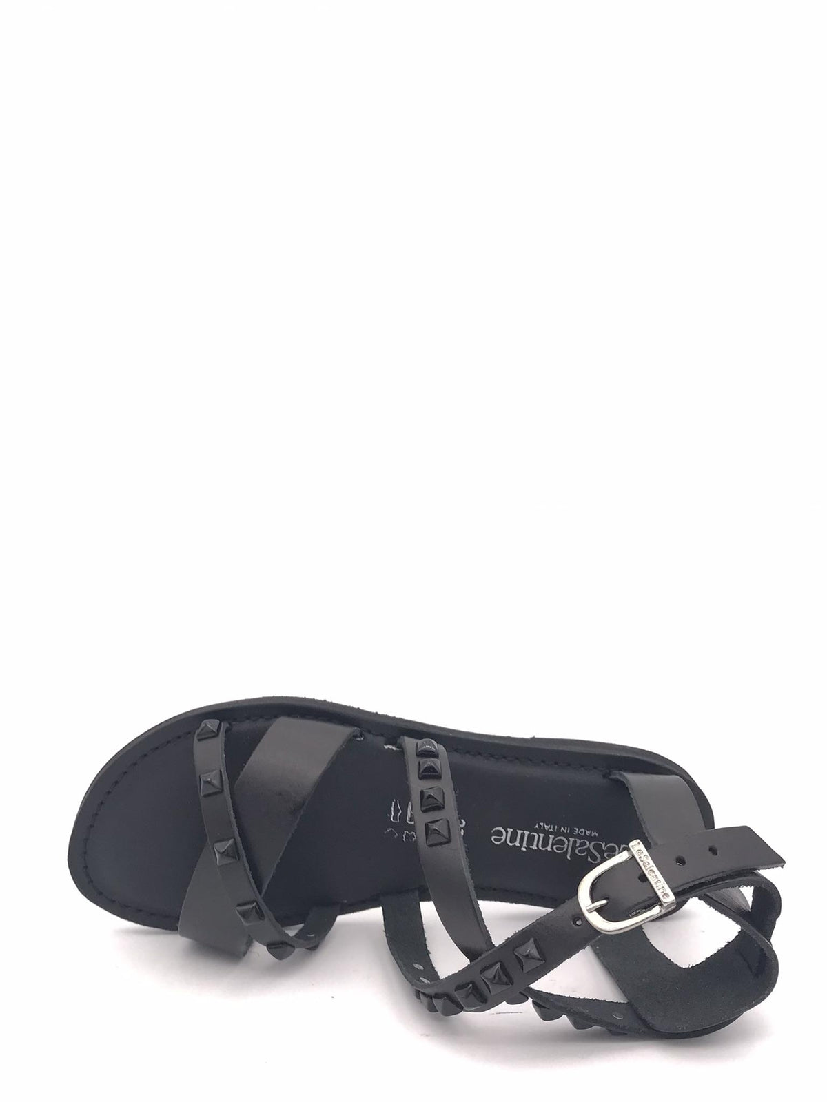 Sandali bassi iin pelle nera con talloncino e borchie 1162 NERO LE SALENTINE 