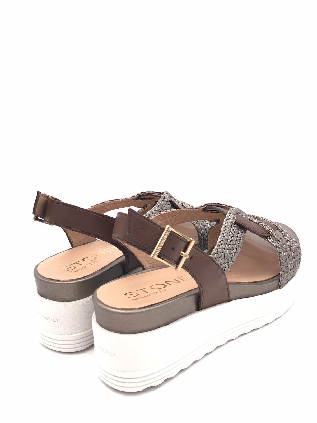 Sandalo con zeppa  intrecciato marrone-fucile 220895 MARRONE STONEFLY 
