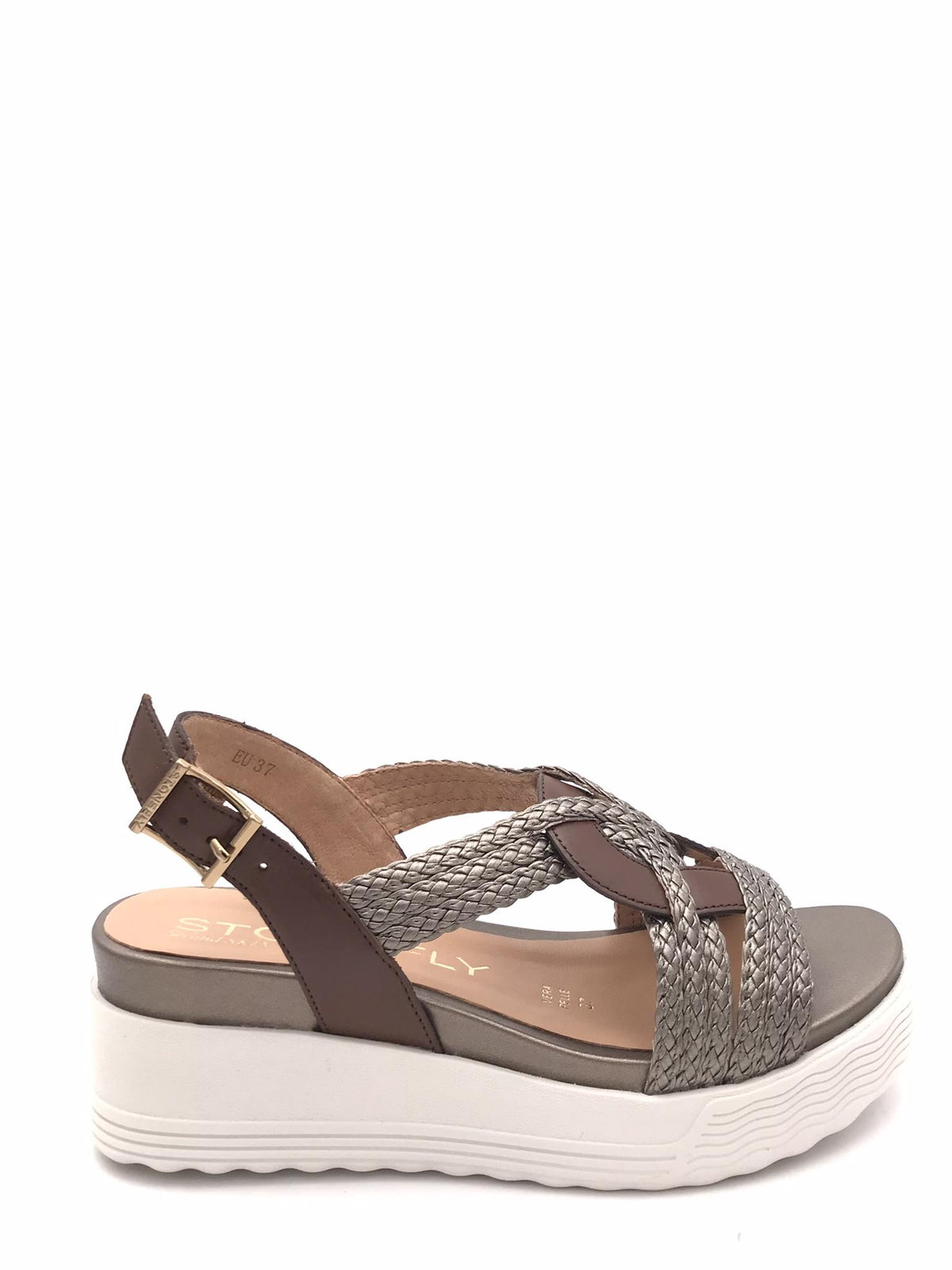 Sandalo con zeppa  intrecciato marrone-fucile 220895 MARRONE STONEFLY 