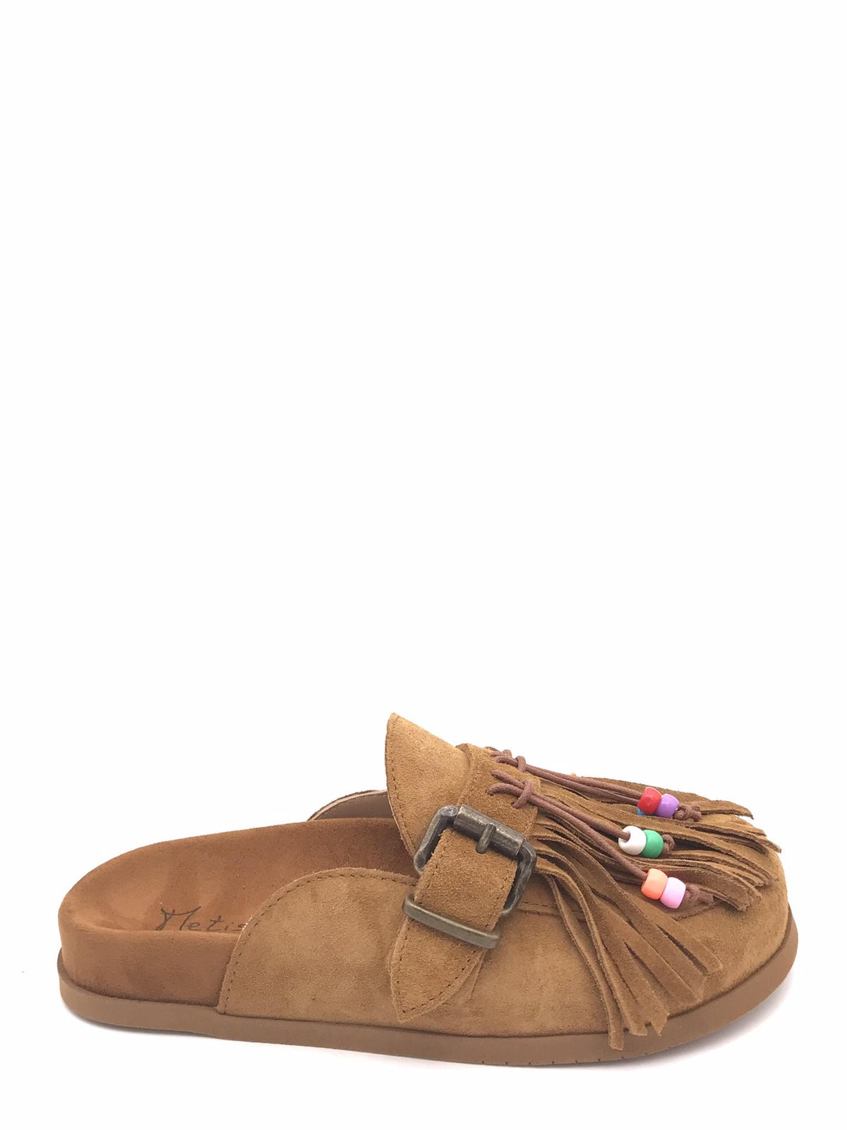 Sabot in crosta con frange e perline cuoio FUS6 CUOIO METISSE 