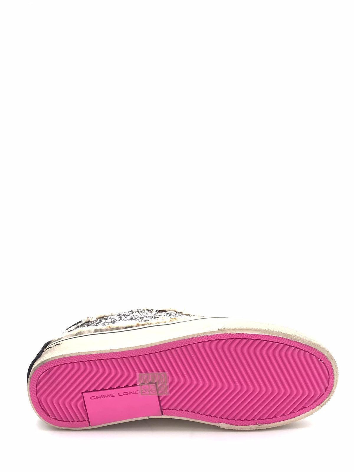 Sneakers Distrassed in canvas militare e glitter argento 29073 MULTICOLOR CRIME LONDON 