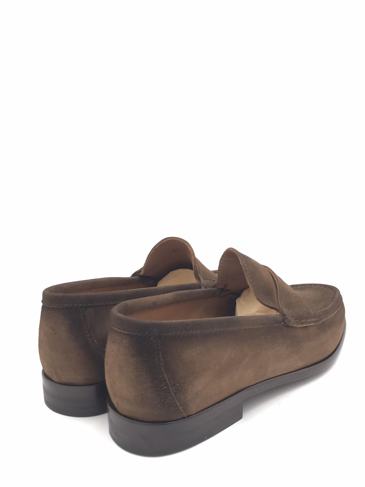 Mocassino sfoderato in camoscio marrone vintage