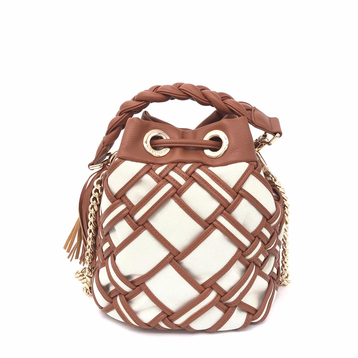 Borsa secchiello roads bucket canvas cuoio-avorio 151M-EM-111 CUOIO LA CARRIE 