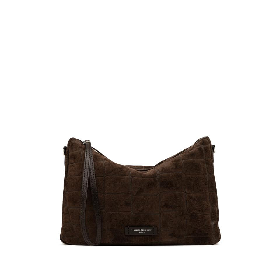Borsa Nora pouch in pelle scamosciata effetto cocco espresso BS10225 CMCOCCOTESTA DI MORO GIANNI CHIARINI 