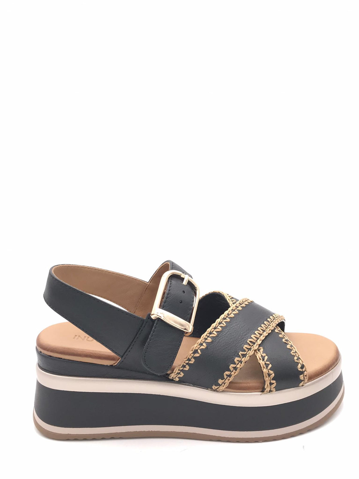 Sandalo donna zeppa nero A98022 NERO INUOVO 