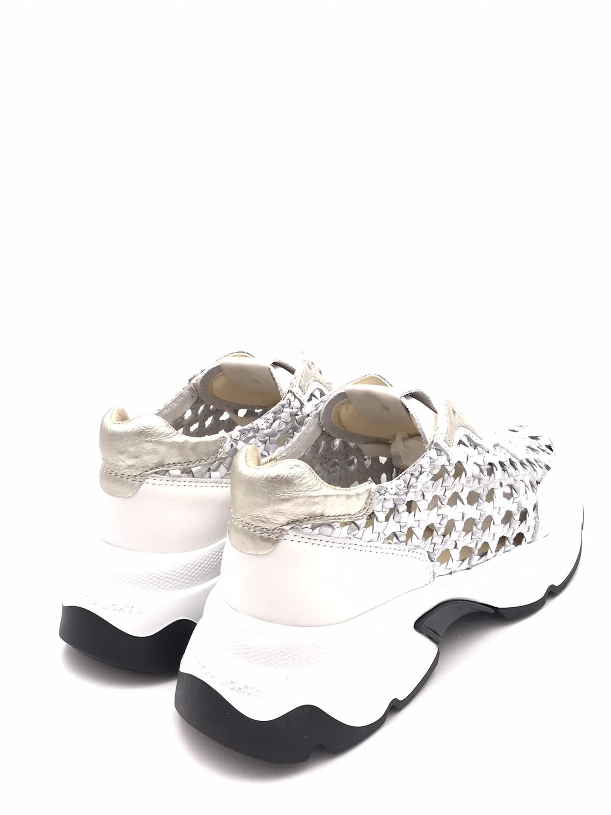 Sneakers donna City bianca-argento