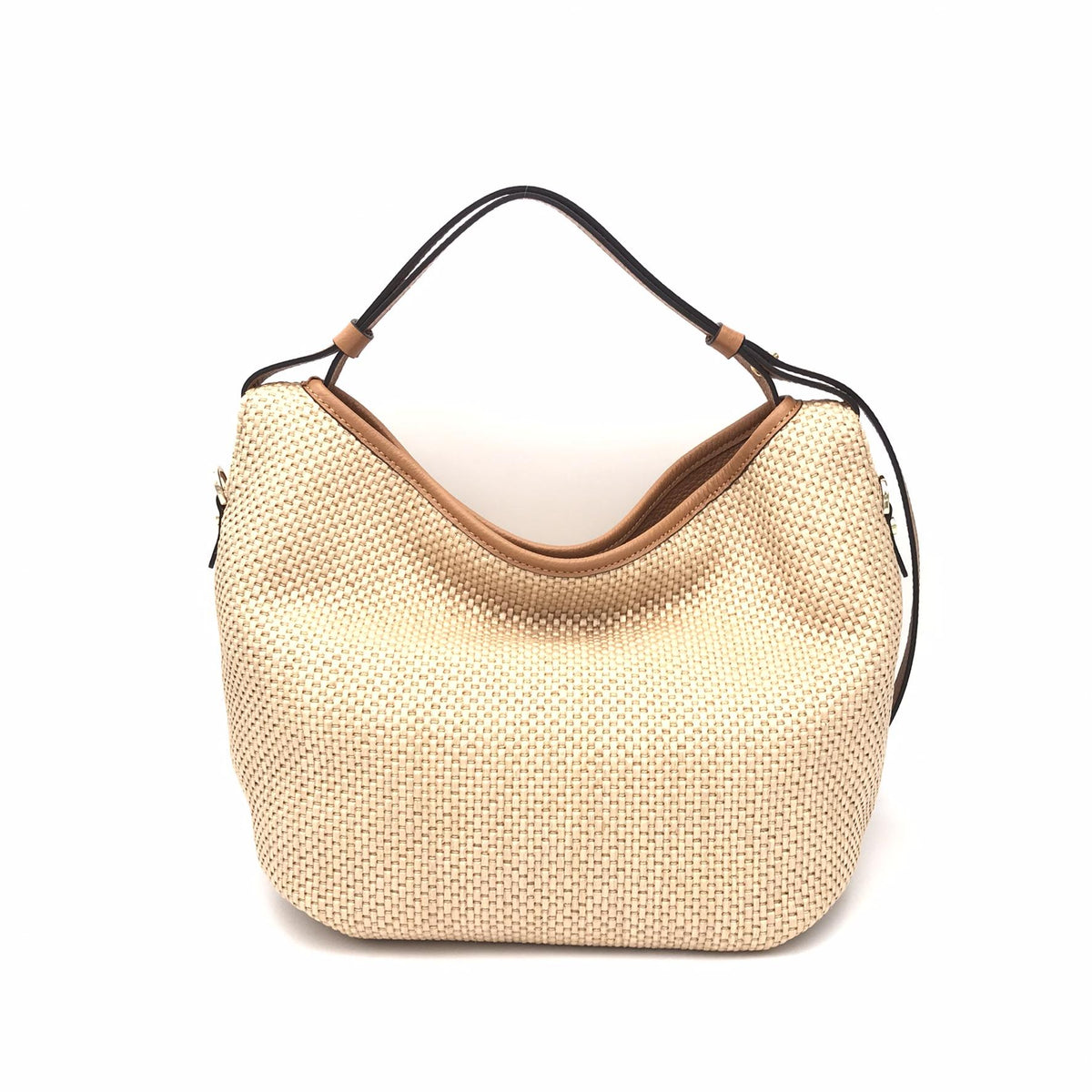 Borsa Ingrid small in raffia naturale-cuoio 2770PE NATURALE/CUOIO LORISTELLA 