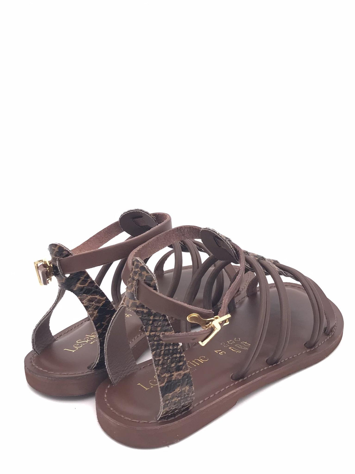 Sandali bassi marroni con stampa pitone 1176 MARRONE LE SALENTINE 