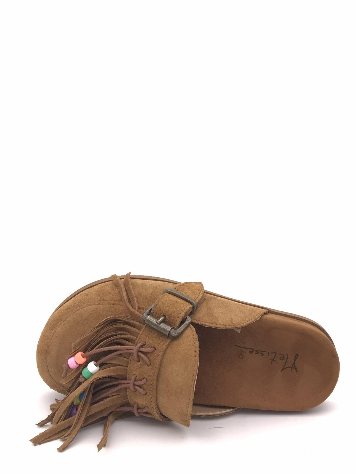 Sabot in crosta con frange e perline cuoio FUS6 CUOIO METISSE 