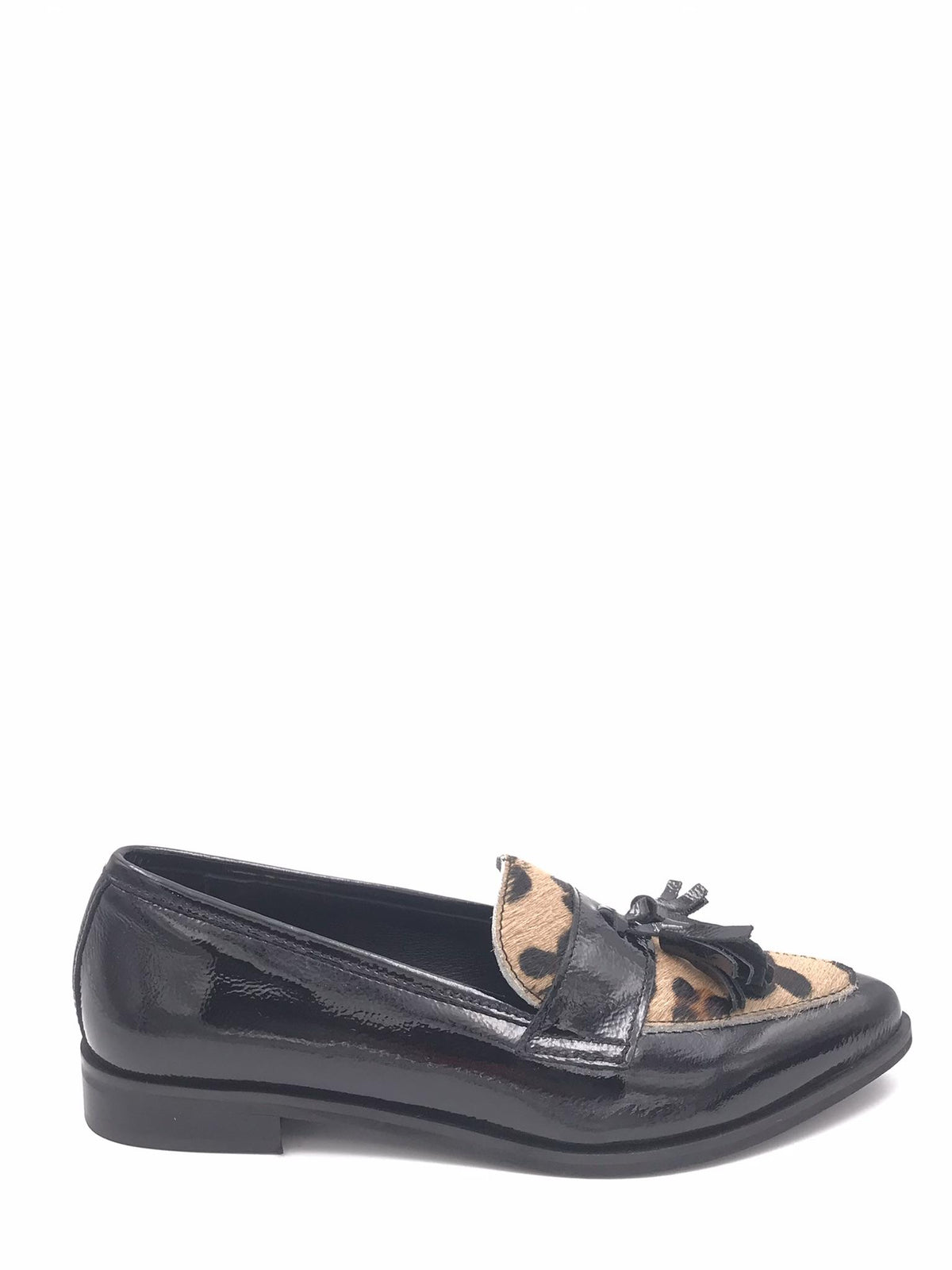 Mocassino in naplak nero e cavallino animalier 40001 NERO MAD MIND 