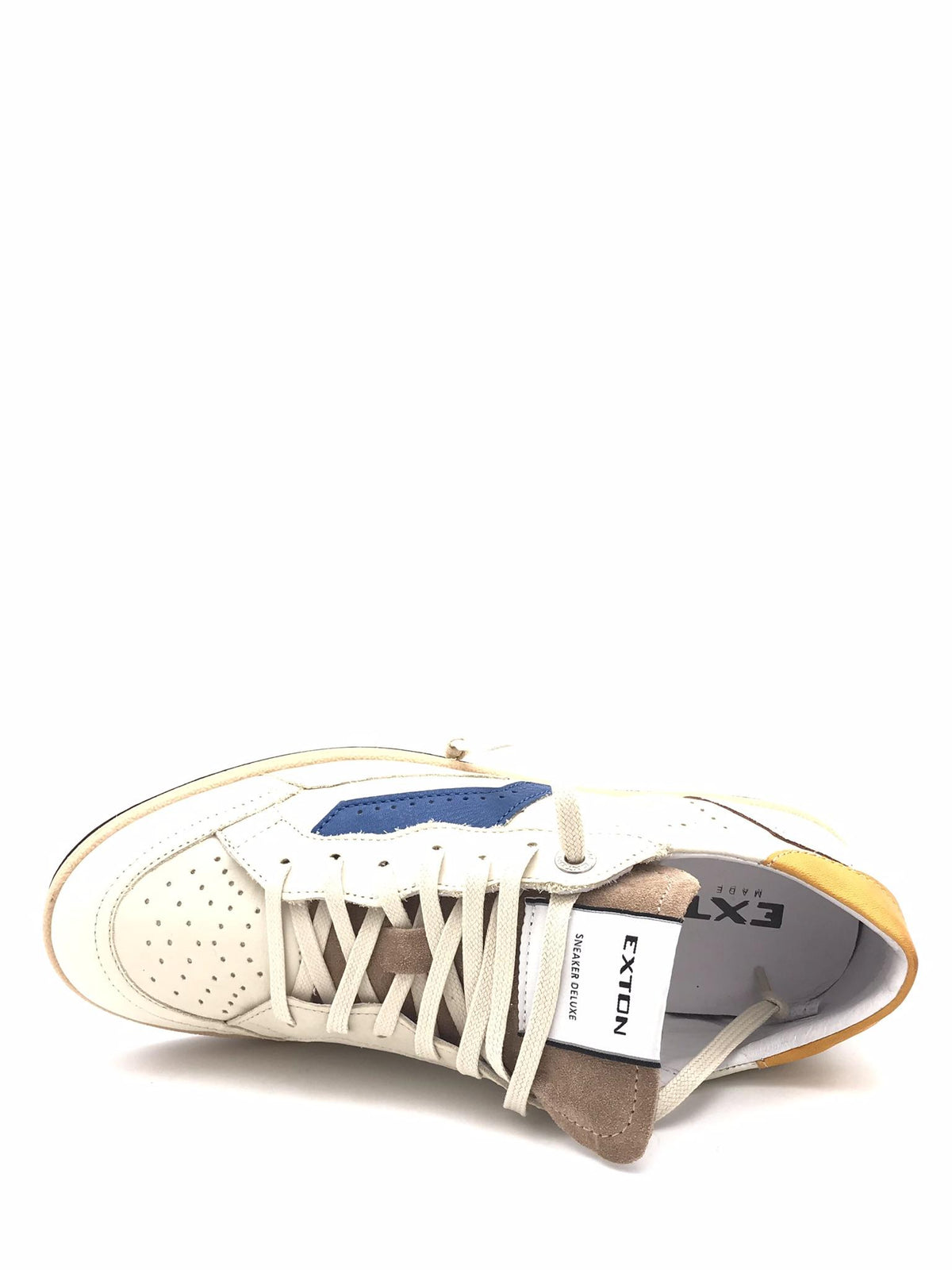 Sneakers uomo in pelle latte