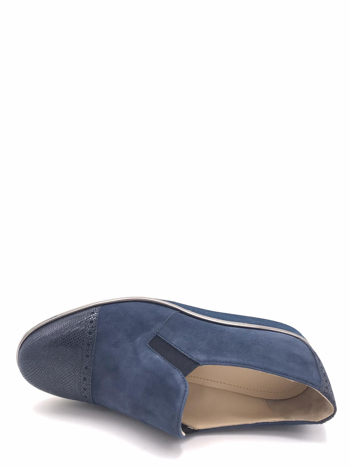 Scarpa accollata in camoscio blu 670 BLU ZULIAN 