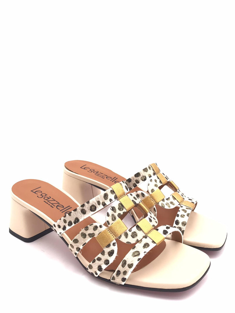 Ciabatta in cavallino bianco/nero 520 MULTICOLOR LEGAZZELLE 