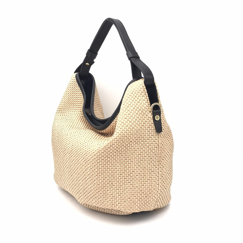 Borsa Ingrid small in raffia naturale-nero 2770PE NATURALE/NERO LORISTELLA 